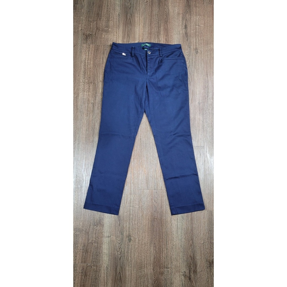 Lauren Ralph Lauren Pants Womens 8 Navy Blue Stretch 5 Pocket Slim Chino